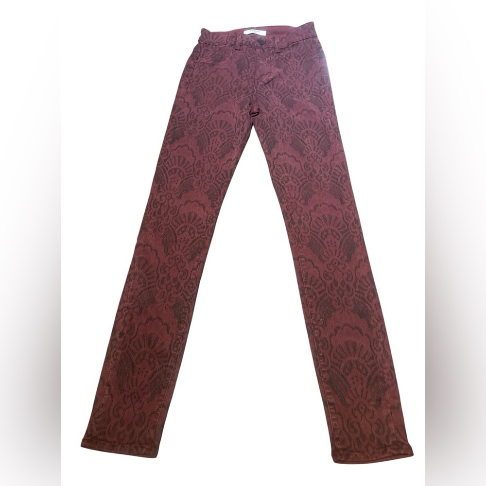Fidelity Maroon Patterned Jeans